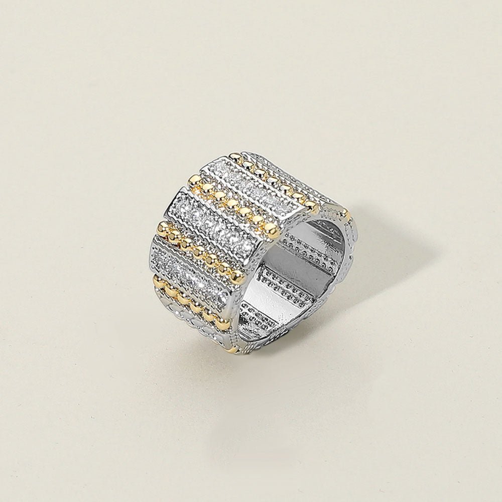 CZ Stone Paved Textured Wide Ring