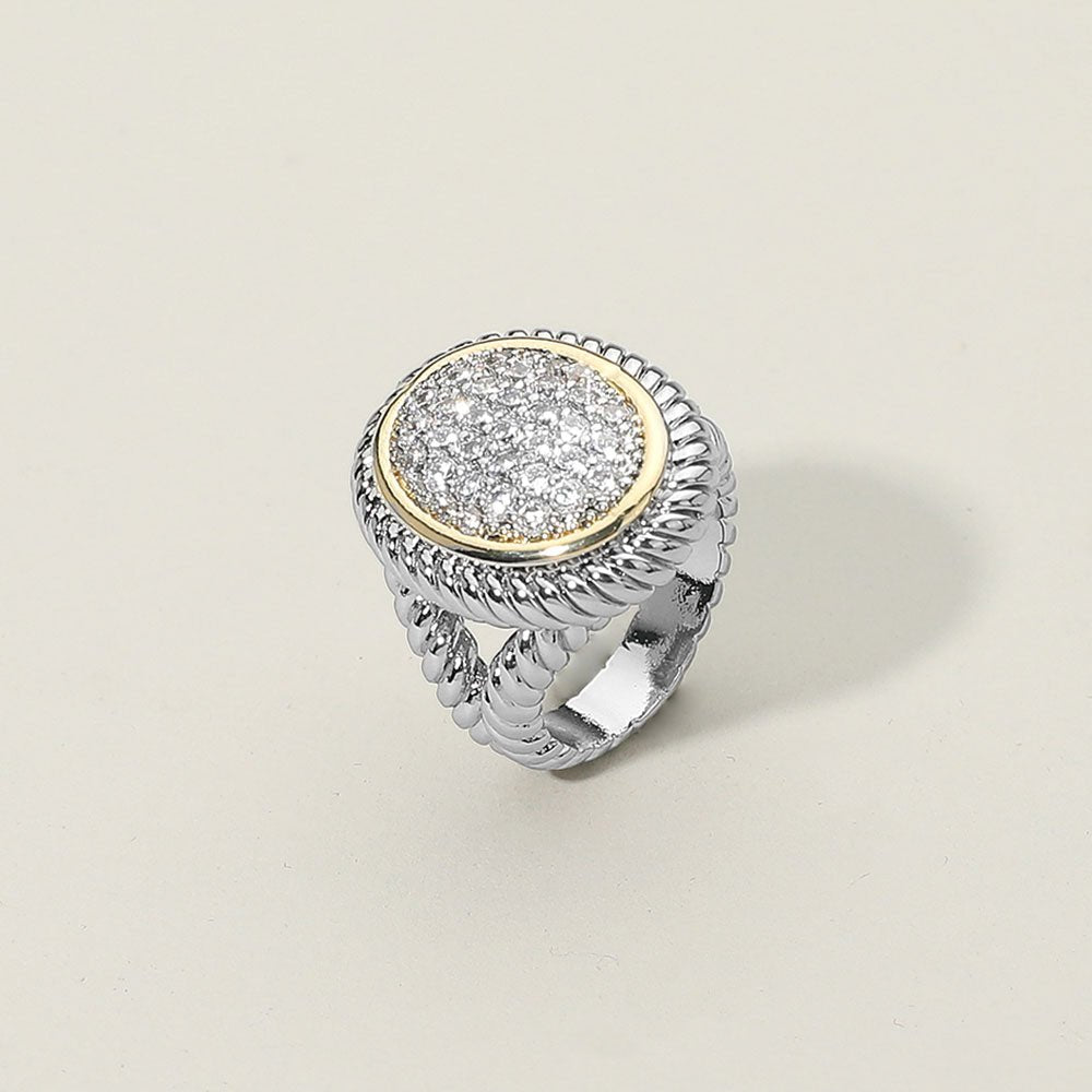 CZ Stone Paved Textured Wide Ring