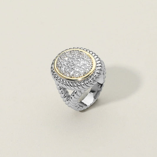 CZ Stone Paved Textured Wide Ring