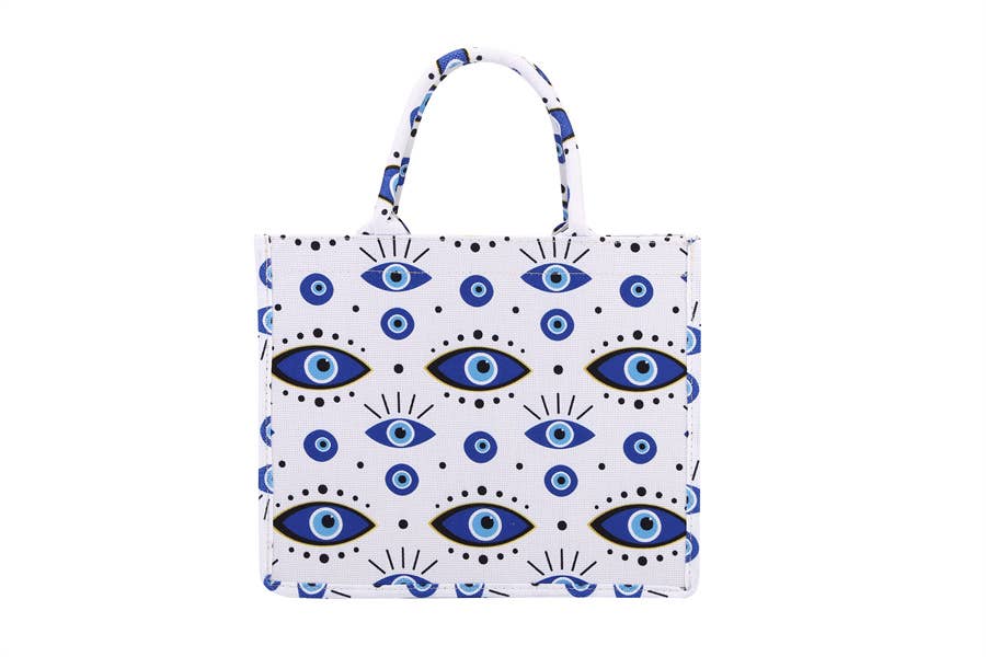 Ladies Multiple Evil Eye Themed Tote Handbag