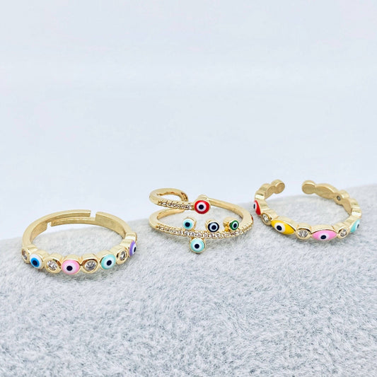 Multi-style Colorful Enamel Evil Eye Ring