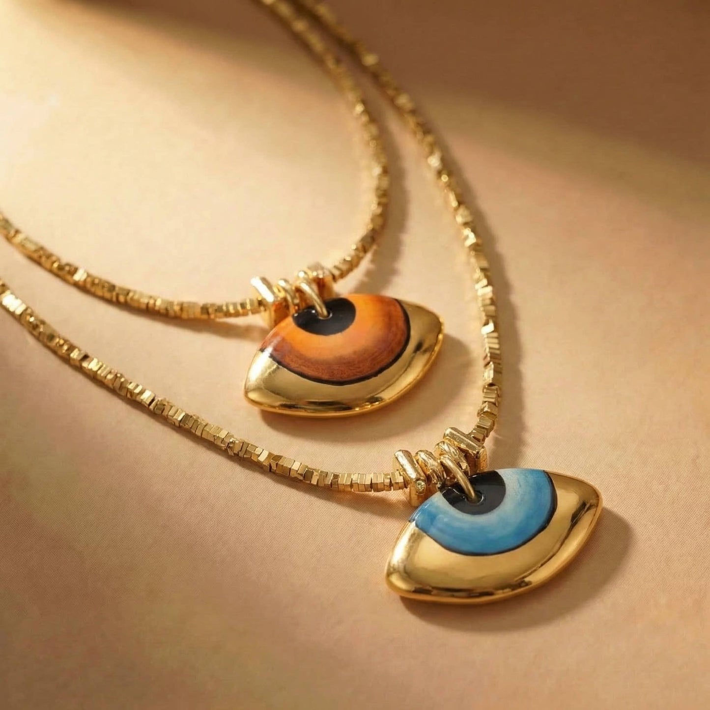 Handmade Ceramic Evil Eye Talisman Pendant Necklace