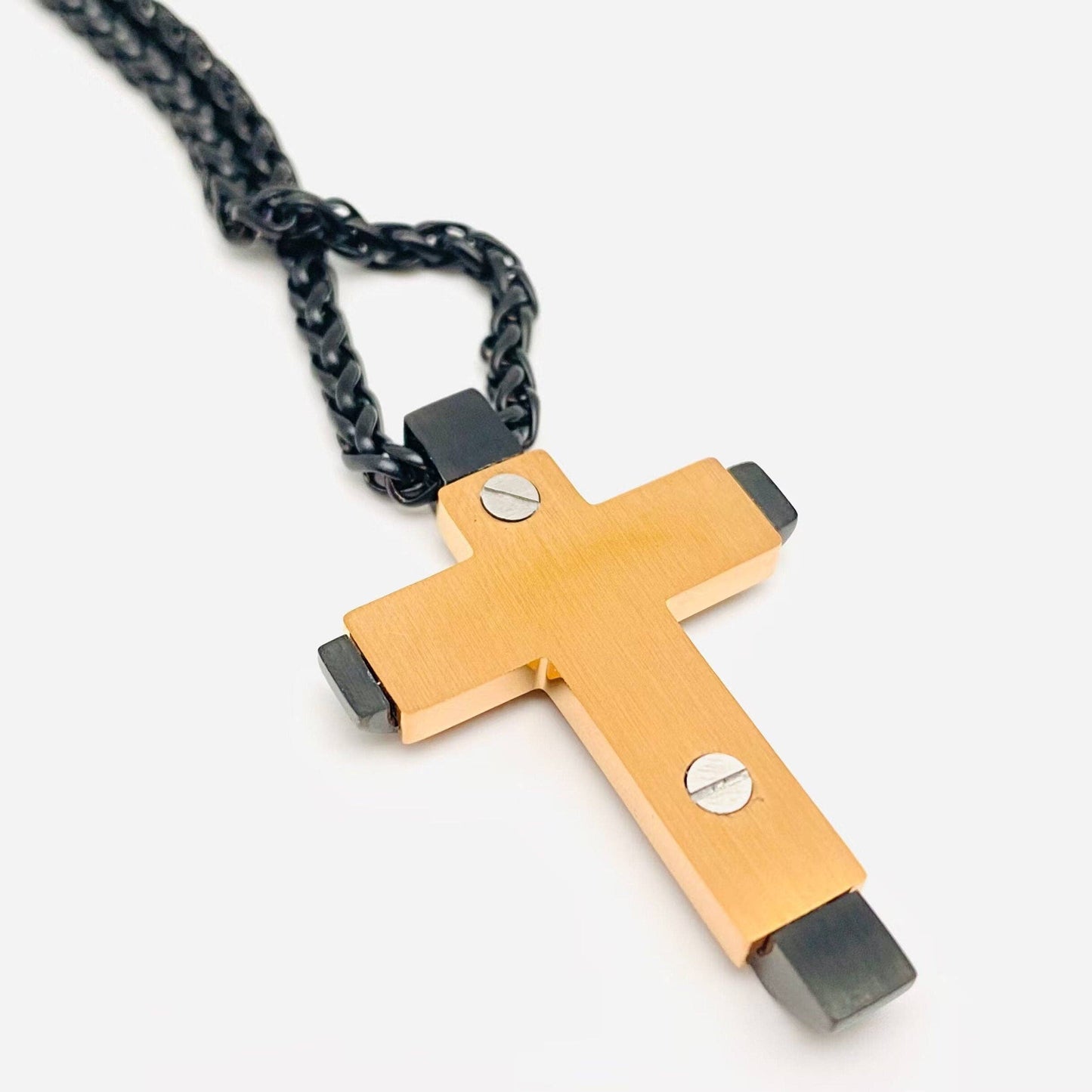 Two-color Stainless Steel Cross Charm Men's Necklace -MJ/MNP