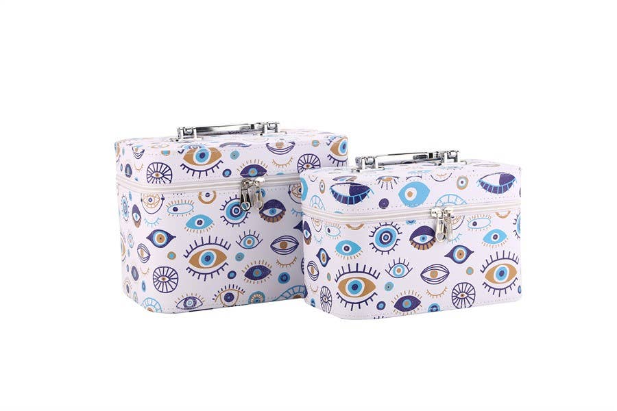 2 pc Evil Eye Printed Cosmetic Case Set