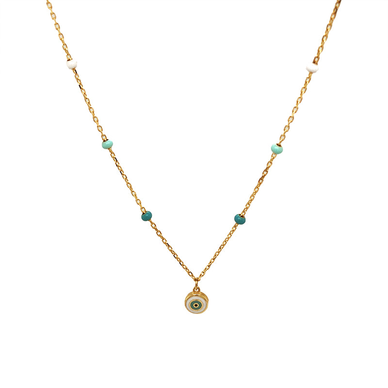 14k gold evil eye charm necklace