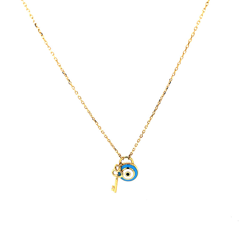 14k gold evil eye charm necklace