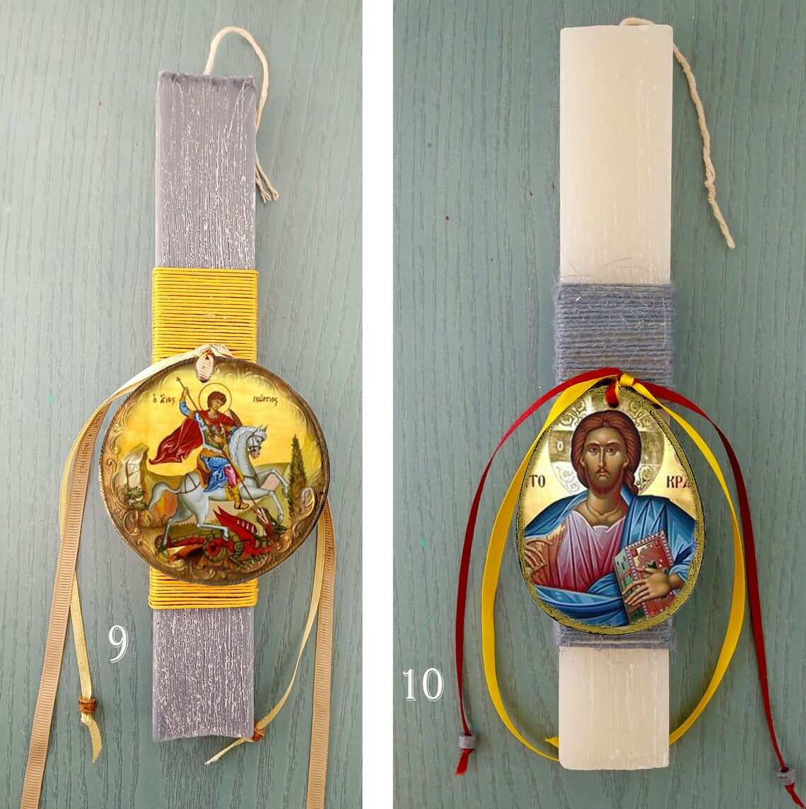 Religious icon easter candles