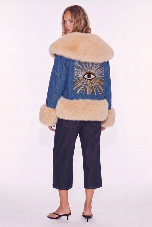 DENIM FUR GLAM JEAN JACKETS