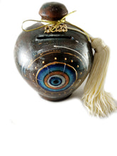 Load image into Gallery viewer, Evil eye Pomegranate handmade ceramic money box (pre-order)