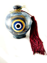 Load image into Gallery viewer, Evil eye Pomegranate handmade ceramic money box (pre-order)