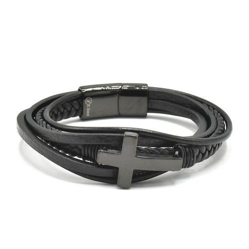 Men's black cross bracelet