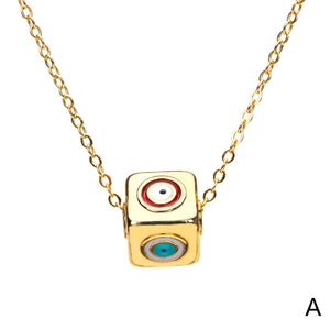 Evil eye square cube necklace (pre-order)