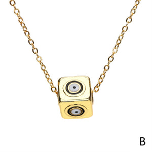 Evil eye square cube necklace (pre-order)