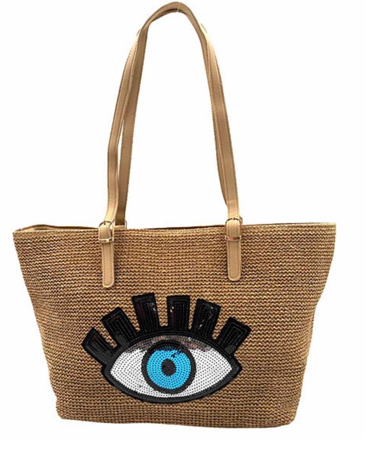 Evil eye sale straw bag