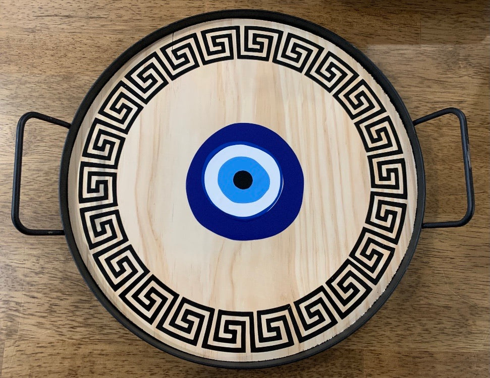 Evil eye wood tray