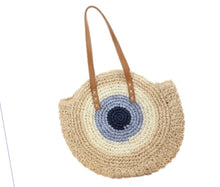 Load image into Gallery viewer, Evil Eye Straw Bag