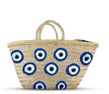 Load image into Gallery viewer, Evil eye straw bag