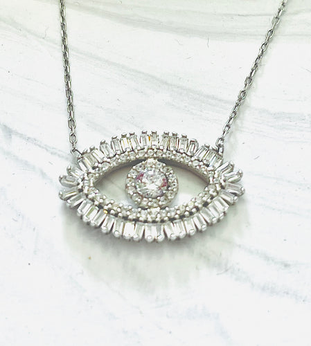Silver evil eye necklace