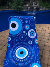 Load image into Gallery viewer, Evil eye &amp; Greece beach towel