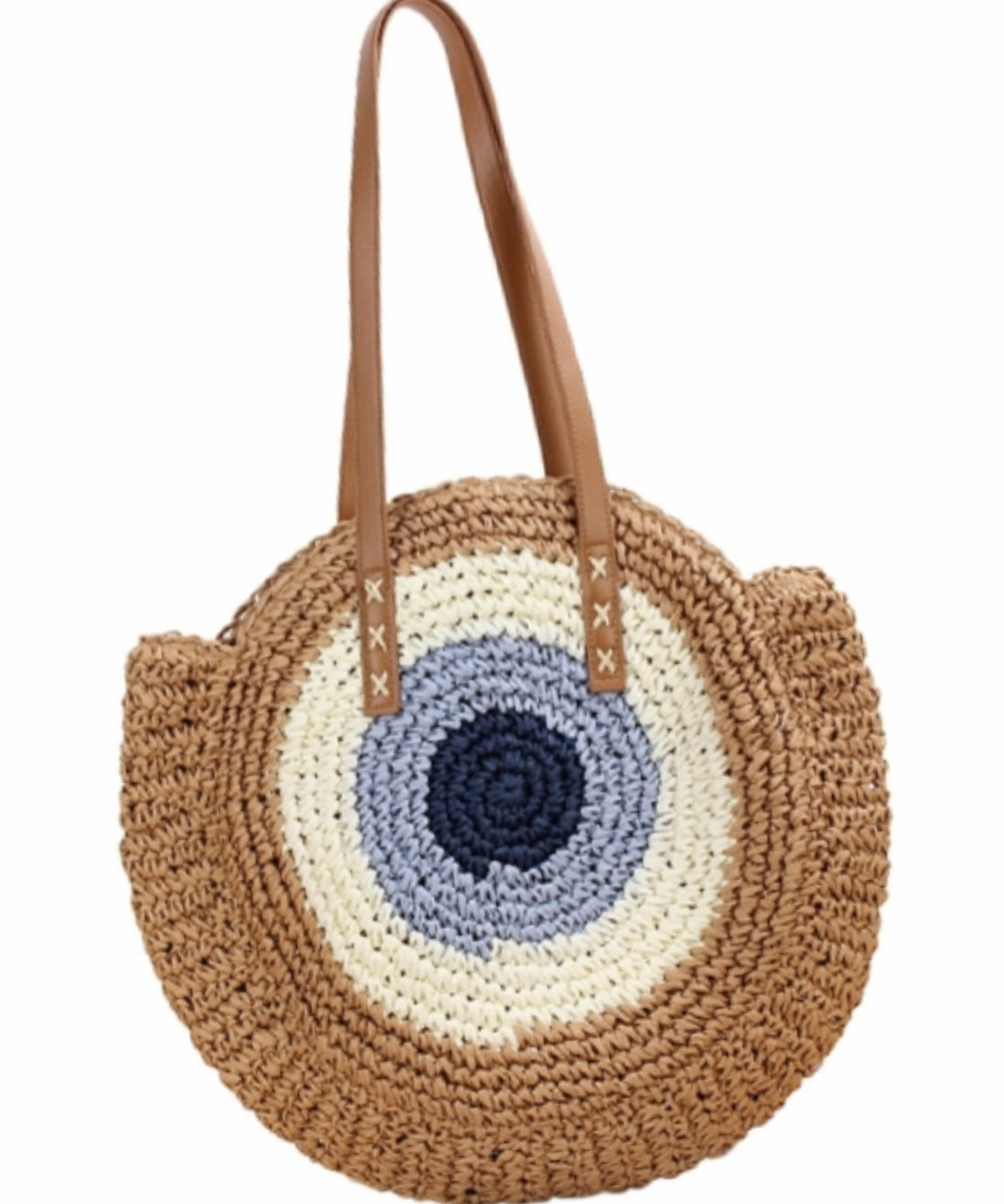 Evil Eye Straw Bag