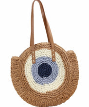Load image into Gallery viewer, Evil Eye Straw Bag