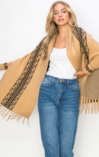 Load image into Gallery viewer, Kiki Sleeved Cape Shawl with Fringe
