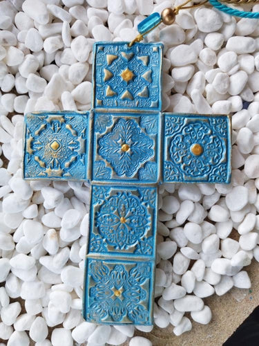Turquoise with gold cross