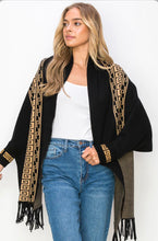 Load image into Gallery viewer, Kiki Sleeved Cape Shawl with Fringe
