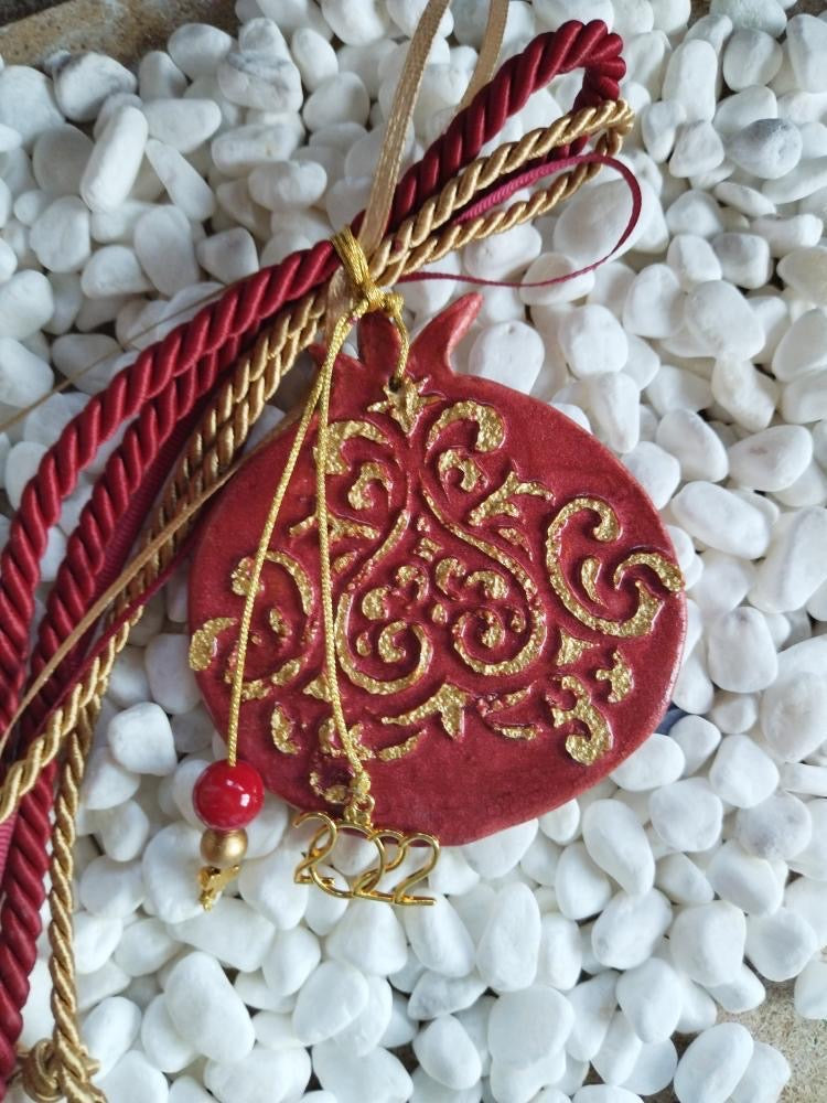 Red with gold pomegranate