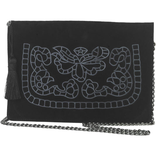 Black suede clutch